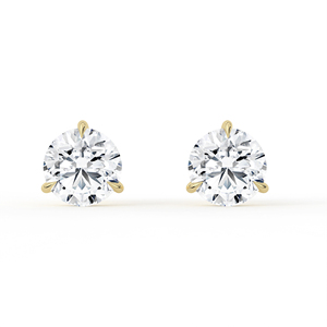 Boucles d'oreilles clous en diamant de laboratoire rond brillant, or massif 14k 18k, solitaire à 4 griffes, fermeture push-back, certifié CVD IGI - Product Image 2