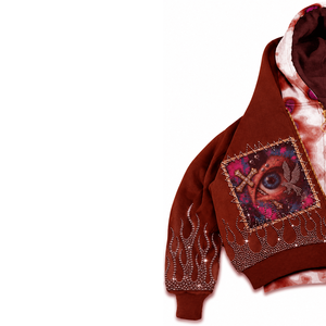 Sweat à capuche double personnalisé avec impression sérigraphique en strass, effet délavé soleil, design tendance premium, unisexe - Product Image 6