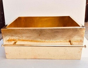 NUEVO PRODUCTO: Lavabo rectangular de cobre martillado hecho a mano para cocina y baño con barra para toallas, lavabo de encimera para baño. - Product Image 4