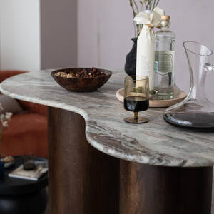 Table de bar pliable élégante à usage commercial en marbre et bois de manguier avec un design élégant pour le sous-sol et le centre commercial - Product Image 5