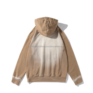 Sudaderas con capucha rasgadas con lavado ácido vintage de gran tamaño Custom Tery Fleece Stone Casual Winter bordado y liso teñido - Product Image 5