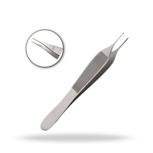 Pinza quirúrgica Adson con extremidades cruzadas y dentadas, tamaño estándar, para manipulación de tejidos y cuidado de heridas. - Product Image 1