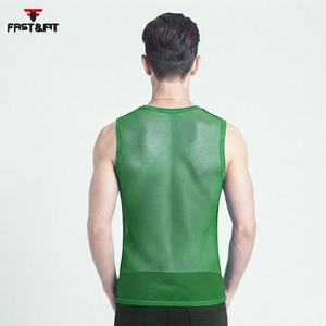 Factory Price Breathable Plain Dyed Men Sports Mesh Sleeveless Mesh <b>Singlets</b> for Men Transparent Vest for Sale Transparent Vest - Product Image 2