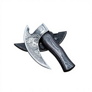 Hacha de corte de pizza industrial DIY de acero de alto carbono estilo vikingo, hecha a mano y personalizada al por mayor, con funda de cuero y mango de madera de palisandro - Product Image 1