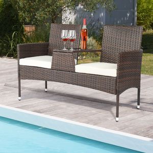 Sofá de Jardín Desmontable de Ratán con Estructura de Hierro Marrón Degradado de 131*61*83cm para Amantes del Ratán - Product Image 1