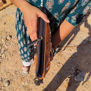 Western Hand Tooled Leather Crossbody Purse Turquoise Saddle <b>Blanket</b> Bag Genuine Cowhide Western Leather Bohemian Fringe Purse - Product Image 5