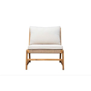 Modern Wood Outdoor Sofa Set With White Cushions <b>And</b> Coffee <b>Table</b> For Living Room Furniture - Product Image 2