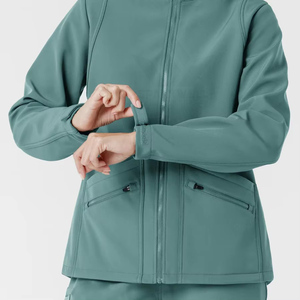 Blouse médicale pour femme, fermeture éclair intégrale, manches longues, multi-poches, extensible, respirante, tenue de travail pour infirmières et personnel hospitalier - Product Image 4