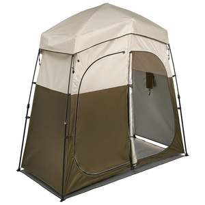 Portable <b>2</b>-<b>Room</b> Camping Shower <b>Tent</b> Ground Stakes Ropes Silver Coating 150D Oxford Fabric Foldable Privacy Changing <b>Room</b> Carry - Product Image 1