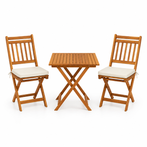 Solid Teak Wood Outdoor Bistro Set <b>Folding</b> <b>Table</b> Chairs Garden Patio Resort Villa Furniture - Product Image 2