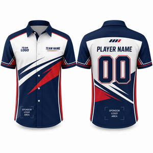เสื้อเชิ้ตแขนสั้นทรงสปอร์ตสำหรับผู้ชาย พิมพ์ลายเรขาคณิตแบบซับลิเมชั่น ปกคอเสื้อพับได้ แห้งเร็ว ผลิตจากโพลีเอสเตอร์ สไตล์ฤดูร้อน - Product Image 1
