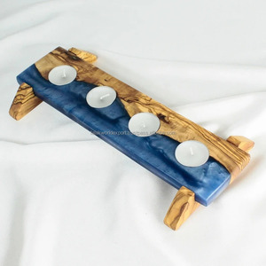 Portavelas de Madera para Velas de Té, Centros de Mesa para Mesas, Madera de Burl y Resina Epoxi, Portavelas de Madera para Velas de Té de FWE - Product Image 4
