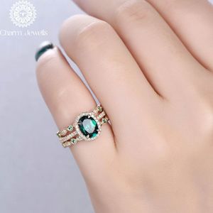 Bague de fiançailles pour femme Charm_Jewells en or 18 carats avec moissanite, plaqué or rose, sertissage pavé, style classique - Product Image 3