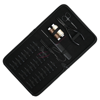 Kit d'outils pour extensions de cheveux noirs : Pince à sertir les perles plates, Outil à boucles, Crochet de tirage, Mini-ciseaux, Pinces de sectionnement, 2 fils pour perruques