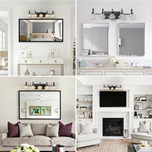 Lampada da parete retrò a 5 luci per bagno, 29 pollici, con finitura nera e paralumi in vetro cristallo - POW! - Product Image 4