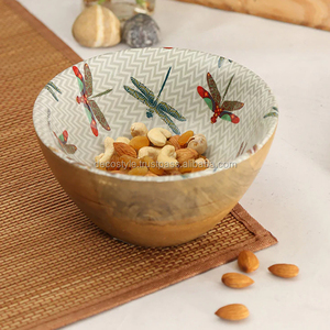 Bol à salade en bois et émail, plusieurs couleurs, bleu - Product Image 6