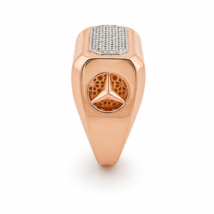 <b>Mens</b> 18KT Rose Gold Rectangular Micro Pave Cubic Zirconia Signet <b>Ring</b> Luxury Polished Statement Wedding Party Gift Jewelry - Product Image 3
