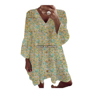 Robe d'été en coton style bohème pour femme, à manches cloche, grande taille, idéale pour les festivals et les vacances - Product Image 2