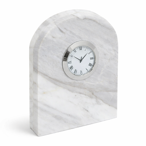 Horloge de bureau décorative de luxe en marbre brun avec chiffres romains et cadre doré, prix de gros, pour le bureau - Product Image 5