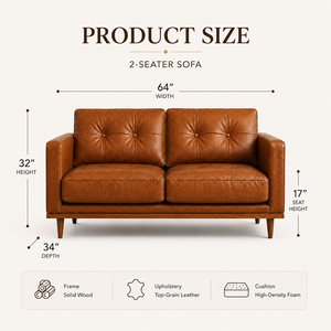 Vietnam Factory Contemporary Leather <b>Sofa</b> Two Seater Modern Style Durable Stylish Eco-Friendly Workshop School - Product Image 3