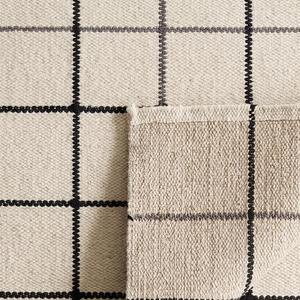 Tapis en laine fait main de qualité supérieure à motif quadrillé moderne - Tapis géométrique minimaliste crème et noir à tissage plat pour la maison et la décoration intérieure - Product Image 6