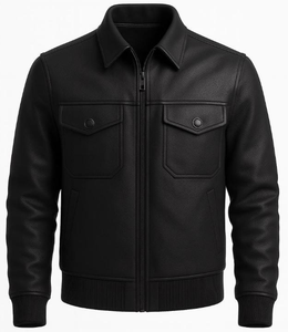Veste en cuir pour jeunes hommes, style business décontracté, avec logo personnalisé, col montant boutonné, respirante et chauffante pour l'hiver - Product Image 4