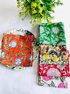 Serviettes en coton pur faites à la main en Inde, serviettes lavables, serviettes pour dîner et déjeuner, serviettes de cocktail réutilisables, décoration de mariage en tissu - Product Image 5
