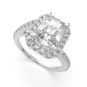 18K White Gold Radiant Cut Lab Grown Diamond Halo Engagement <b>Ring</b> IGI Certified Luxury Bridal Fine Jewelry Wholesale Manufac - Product Image 5