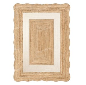 100% Natural Jute Hemp Braided Round <b>Scallop</b> <b>Rug</b> Handmade Boho Farmhouse Eco Friendly Custom Size Carpet - Product Image 1