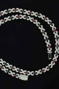Collar Infinity Link de Moissanita con Cadena Trenzada y Detalles Rojos, Chapado en Rodio, Joyería de Regalo - Product Image 5