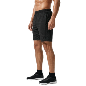 Custom LOGO Men's 100% Polyester Men's Shorts <b>Elastic</b> Waist with Draw <b>Cord</b> Side Zipper Pockets Workout Breathable Sports Shorts - Product Image 6