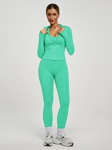 Ensemble de sport sans couture Atlaset pour femme, trois pièces : soutien-gorge de sport, leggings et veste, taille personnalisée, OEM, ODM, marque privée - Product Image 1