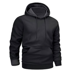 <b>Men</b> Winter Oversized Zipper-Up Hoodie <b>Black</b> Lightweight Cotton Front Logo Digital Printing Casual Streetwear for Daily Wear - Product Image 2