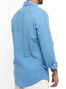 Chemise à manches longues boutonnée pour homme, chemises en lin et coton, chemise à manches longues en pur coton pour homme, logo personnalisé - Product Image 2
