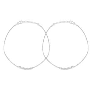 Chaîne de cheville sophistiquée en argent 925 plaqué or rose avec perles, bijoux fins faits à la main, produit en gros, cadeau minimaliste pour femme - Product Image 2