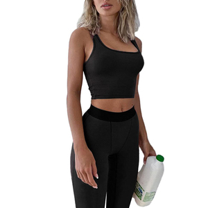 Wholesale Custom <b>Lightweight</b> Seamless Sports Fitness Set Elastic Waist Belt Tank Top Gym Shorts Quick Dry Breathable Yoga Set - Product Image 4