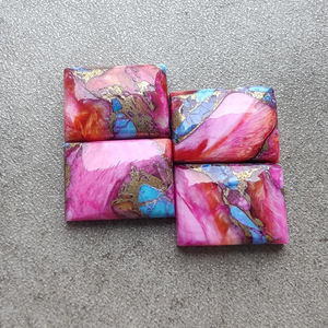 Cabochon rectangulaire en turquoise d'huître épineuse rose AAA+ |   Pierre précieuse calibrée non montée pour bijoux faits à la main - Product Image 6