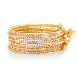 Gold Plated Meenakari <b>Bangles</b> <b>Set</b> with Crystal Stone and Pearl 10575605MR_2.8 Crystal Bracelets - Product Image 2