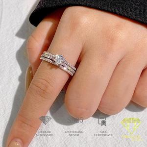 Round Cut Moissanite Bridal <b>Ring</b> Set VVS <b>925</b> Sterling <b>Silver</b> Engagement Wedding <b>Ring</b> Jewelry For Women - Product Image 4