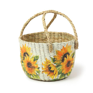 Printed Design Handmade <b>Woven</b> Serving Storage Fruit Rattan <b>Woven</b> <b>Basket</b> Custom Size Tabletop Decoration Home Kitchen Ware Usage - Product Image 1