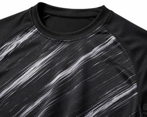 Men's Short Sleeve O-Neck T-Shirt <b>Raglan</b> Sleeve Striped Print Quick Dry Knitted Polyester Slim Fit Sporty Style Men T-Shirt - Product Image 6