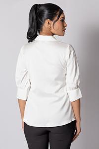 Camisa HAZEL Blanca de Algodón y Viscosa Satinada, Premium y Elegante para Mujer, Muy Cómoda y Fácil de Comprar Directamente del Proveedor - Product Image 3