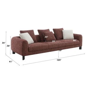 Divano da Soggiorno Mardi in Tweed Bordeaux con 3 Cuscini - Product Image 5