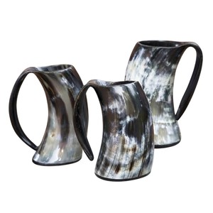 Viking Horn Mug Natural Ox Buffalo Horn Tankard Eco Friendly Medieval <b>Beer</b> Mug Norse Cup with Custom Logo for Wholesale Price - Product Image 1