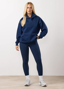 women tracksuit slim fit cotton <b>polyester</b> <b>hoodie</b> jogger pants athletic gym wear training set - Product Image 6