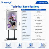 Affichage numérique publicitaire sur écran tactile OLED transparent pour intérieur, totem sur pied, affiche numérique pour la vente au détail, affiche numérique éducative