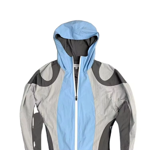 <b>Men</b> Color Blocking Hooded <b>Jacket</b> And Shorts Set Quick Dry Polyester Sporty <b>Summer</b> Wear - Product Image 5