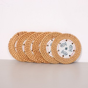 <b>Dinning</b> <b>Table</b> Decor Rattan Coasters Dinner Cup coaster Set with Blank or Custom Printed Ceramic - Product Image 3