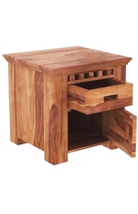 Mesita de noche moderna de madera maciza de Sheesham con cajón ensamblado para almacenamiento de dormitorio de hospital o apartamento en casa - Product Image 2