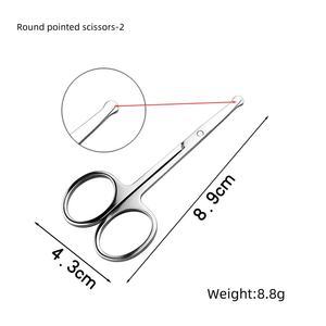 Custom Logo <b>Small</b> Stainless Steel Ceramic Handle Straight <b>Safe</b> Sharp Nose Hair Trimming Eyebrow Scissors Beauty Care Tool ANAAIF - Product Image 5